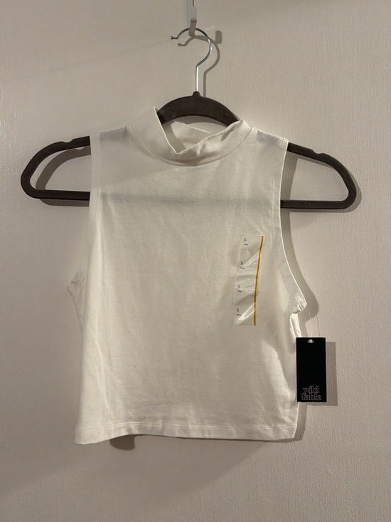 wild fable Tops - wild fable White Mock Neck Sleeveless Crop Top